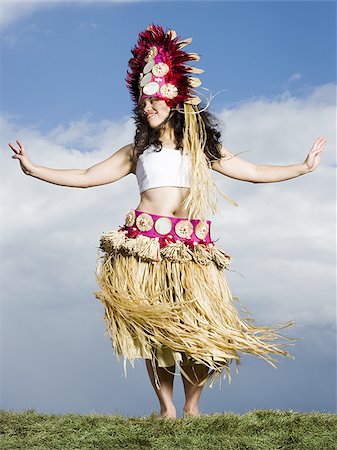 Polynesian female dancer Foto de stock - Sin royalties Premium, Código: 640-02769302
