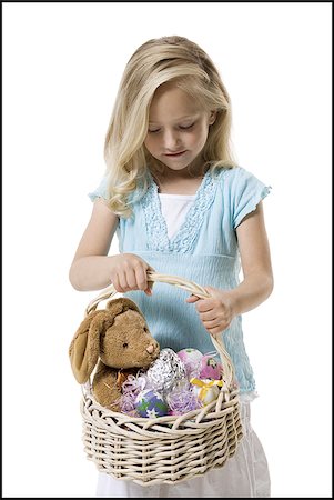 Girl holding Easter basket Foto de stock - Sin royalties Premium, Código: 640-02769348