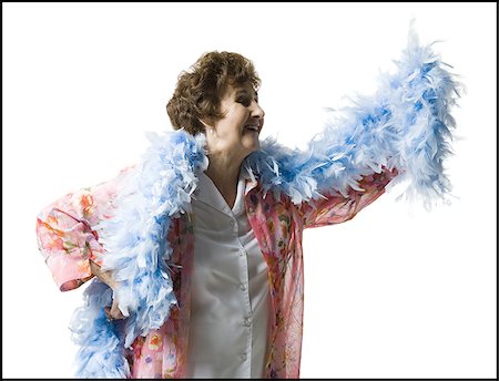 elderly eyes - Elderly woman with a feather boa Stock Photo - Premium Royalty-Free, Code: 640-02769392