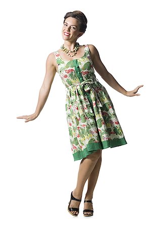 simsearch:640-01355807,k - Woman in floral dress Foto de stock - Sin royalties Premium, Código: 640-02769846