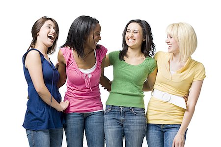 Quatre femmes s'enlaçant et souriant Photographie de stock - Premium Libres de Droits, Code: 640-02774787
