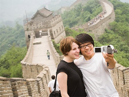 Young couple at the Great Wall of China. Foto de stock - Sin royalties Premium, Código: 640-02776065