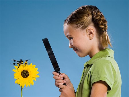 Child looking at a flower and a dragonfly. Foto de stock - Sin royalties Premium, Código: 640-02776123