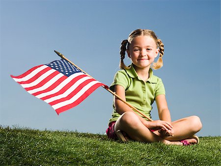 Child with American flag. Stock Photo - Premium Royalty-Free, Code: 640-02776145