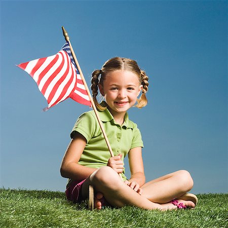 Child with American flag. Stock Photo - Premium Royalty-Free, Code: 640-02776148
