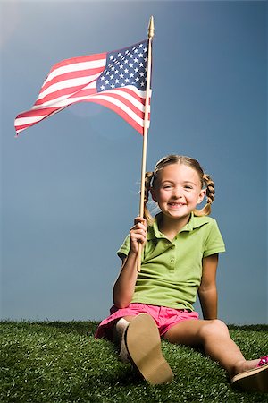 Child with American flag. Stock Photo - Premium Royalty-Free, Code: 640-02776149