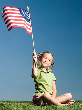 Child with American flag. Stock Photo - Premium Royalty-Free, Code: 640-02776151