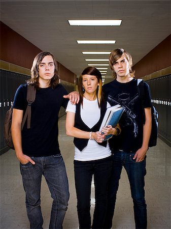 Two male and one female High School Students. Stock Photo - Premium Royalty-Free, Code: 640-02776320