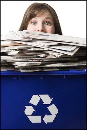 businessperson holding a recycling bin Stock Photo - Premium Royalty-Free, Code: 640-02778413