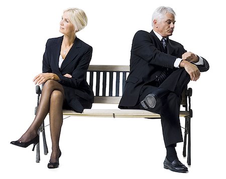 simsearch:640-02771838,k - Businessman and businesswoman sitting on a bench Stock Photo - Premium Royalty-Free, Code: 640-02770081