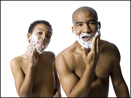 simsearch:640-02770419,k - Father and son shaving together Stock Photo - Premium Royalty-Free, Code: 640-02770413