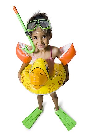 flotadores - Funny kid in swimming gear Foto de stock - Sin royalties Premium, Código: 640-02770425