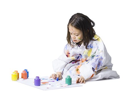 pintura a dedo - Young girl finger painting Foto de stock - Royalty Free Premium, Número: 640-02772741