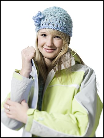 simsearch:640-02765138,k - Mädchen mit Mütze und Skier lächelnd Stockbilder - Premium RF Lizenzfrei, Bildnummer: 640-02772916