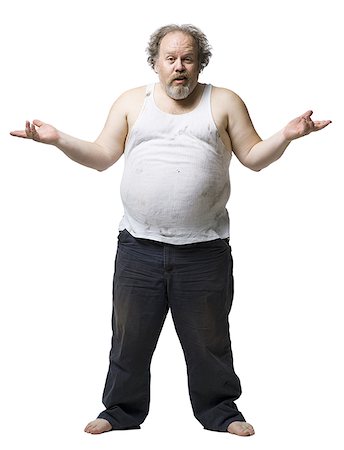 pot belly - Disheveled man with hands out questioning Stock Photo - Premium Royalty-Free, Code: 640-02773756
