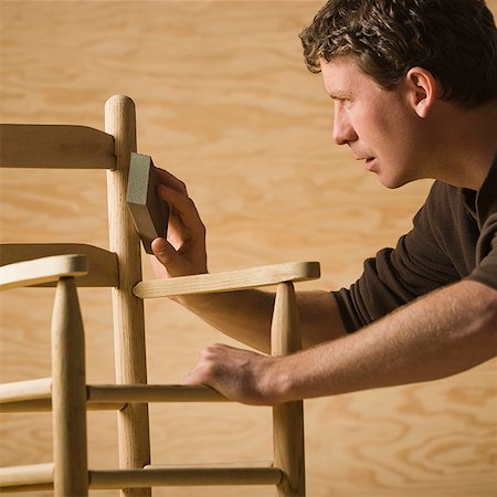 sanding - man making a chair Stock Photo - Premium Royalty-Free, Code: 640-02948064