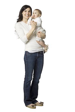 full body series of woman white background - mother and baby Stock Photo - Premium Royalty-Free, Code: 640-02948332