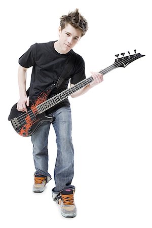 teenager with an electric guitar Foto de stock - Sin royalties Premium, Código: 640-02948360