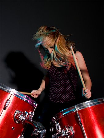 simsearch:640-08089345,k - rocker girl on the drums Stock Photo - Premium Royalty-Free, Code: 640-02948391