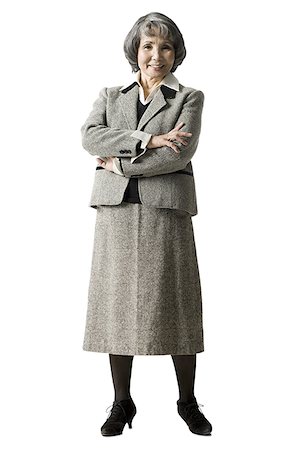 full length senior on white background - schoolteacher Stock Photo - Premium Royalty-Free, Code: 640-02948404