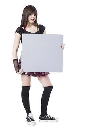 simsearch:640-08089345,k - rocker girl holding a sign Stock Photo - Premium Royalty-Free, Code: 640-02948412