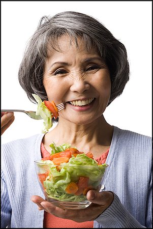 simsearch:640-02949943,k - senior woman eating salad Stock Photo - Premium Royalty-Free, Code: 640-02948507