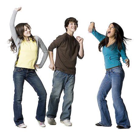 preteen dance - three teenagers dancing Foto de stock - Sin royalties Premium, Código: 640-02949054