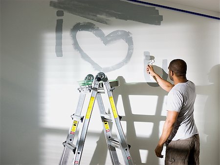 man painting a room Foto de stock - Sin royalties Premium, Código: 640-02949864