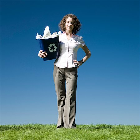 simsearch:640-02950543,k - businesswoman holding a recycling bin Stock Photo - Premium Royalty-Free, Code: 640-02950427