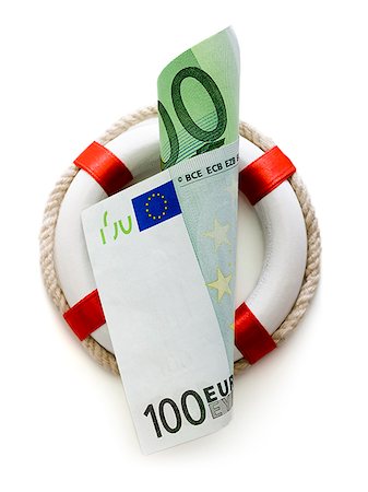 euro currency picture - 100 euro note in a life preserver Stock Photo - Premium Royalty-Free, Code: 640-02950635