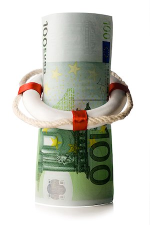 euro photography - 100 euro note in a life preserver Stock Photo - Premium Royalty-Free, Code: 640-02950641