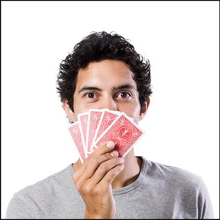 simsearch:640-02951526,k - man covering his face with playing cards Foto de stock - Sin royalties Premium, Código: 640-02951534