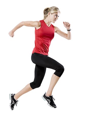 run white background - athletic woman Foto de stock - Sin royalties Premium, Código: 640-02951559