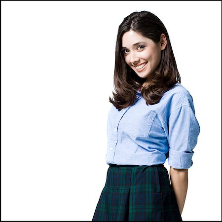 plaid - femme dans un costume de fille d'école Photographie de stock - Premium Libres de Droits, Code: 640-02951626