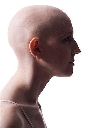 profile woman head and shoulders one person studio shot side view looking away - Bald woman Stock Photo - Premium Royalty-Free, Code: 640-03256087