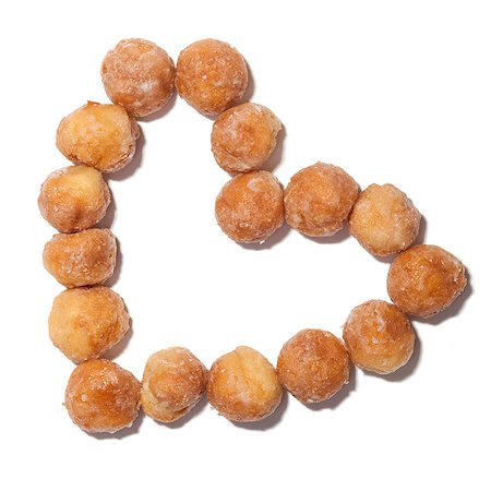 donut hole - Donuts formed in heart shape, view from above, studio shot Stock Photo - Premium Royalty-Free, Code: 640-03256573