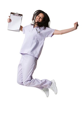 female silhouette jumping - Health professional jumping in air Stock Photo - Premium Royalty-Free, Code: 640-03258263