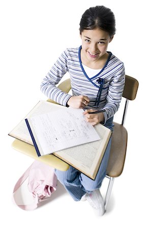 school kid cutout - Schoolgirl at desk Stock Photo - Premium Royalty-Free, Code: 640-03258333