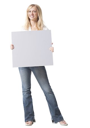 Woman with blank sign Stock Photo - Premium Royalty-Free, Code: 640-03259880