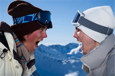 ski goggles person - Two people arguing outside Stock Photo - Premium Royalty-Free, Code: 640-03264238