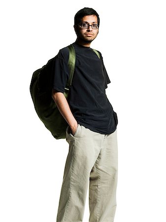 Man with backpack and glasses Stock Photo - Premium Royalty-Free, Code: 640-03265779