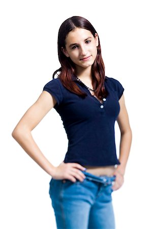 silhouette of teenage girl - Adolescente avec bretelles souriant Photographie de stock - Premium Libres de Droits, Code: 640-03260007