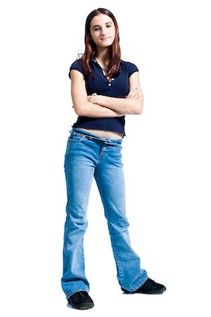 silhouette of teenage girl - Adolescente avec bretelles souriant Photographie de stock - Premium Libres de Droits, Code: 640-03260008