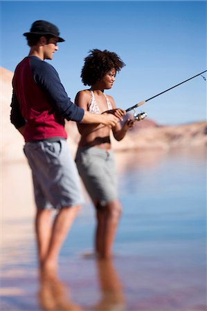 Couple fishing Foto de stock - Sin royalties Premium, Código: 640-03260072