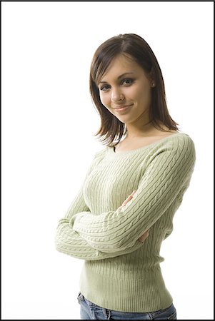 smiling girl arms - Teenage girl with arms crossed Stock Photo - Premium Royalty-Free, Code: 640-03260813