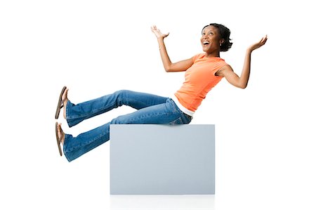 simsearch:640-01355807,k - Woman sitting on blank sign Stock Photo - Premium Royalty-Free, Code: 640-03261564