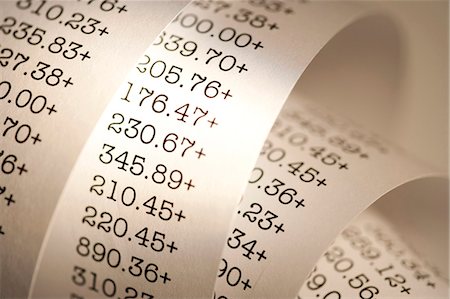 simsearch:640-03261483,k - Adding machine tape closeup Stock Photo - Premium Royalty-Free, Code: 640-03262051