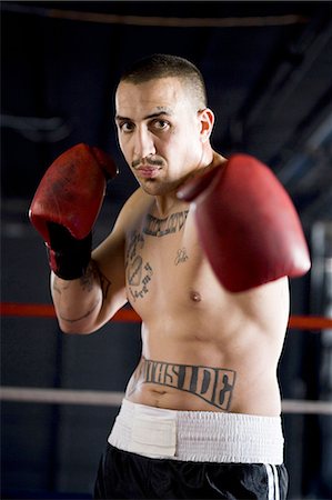 portrait tattoos for men - Boxer Foto de stock - Sin royalties Premium, Código: 640-03263560