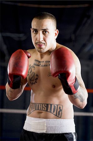 portrait tattoos for men - Boxer Foto de stock - Sin royalties Premium, Código: 640-03263561