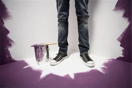 sad picture of a teenage boy alone - Man painting Stock Photo - Premium Royalty-Free, Code: 640-03263627
